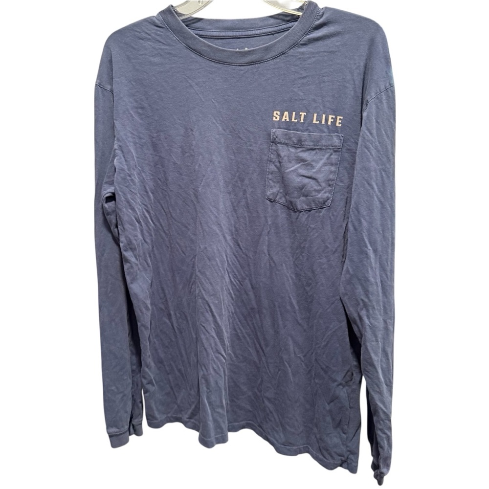 Salt Life Blue Pocket Long Sleeve T-Shirt, size Large